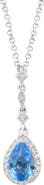 EFFY Sterling Silver Diamond & Blue Topaz Pendant Necklace