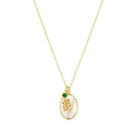 Katrina Birth Flower and Birthstone Charm Necklace