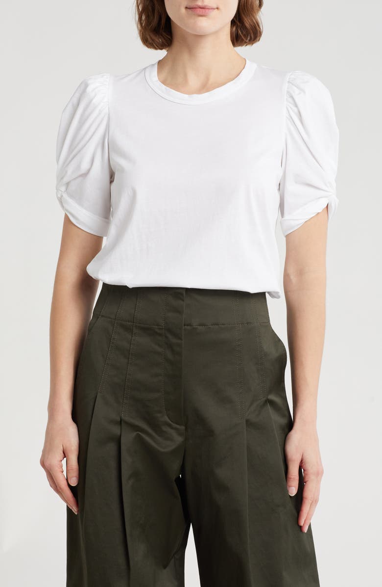 A.L.C. Kati Ruched Puff Sleeve T-Shirt, Main, color, White
