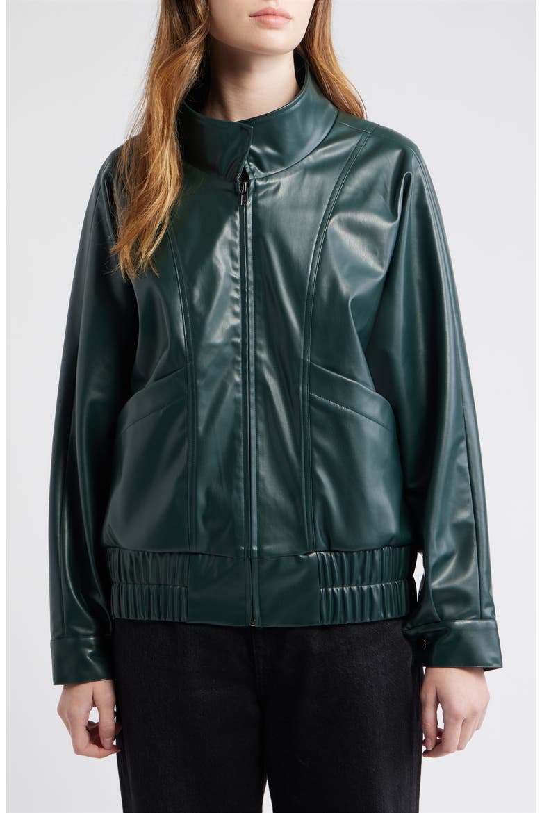 Paulina Oversize Faux Leather Jacket, Alternate, color, CERULEAN