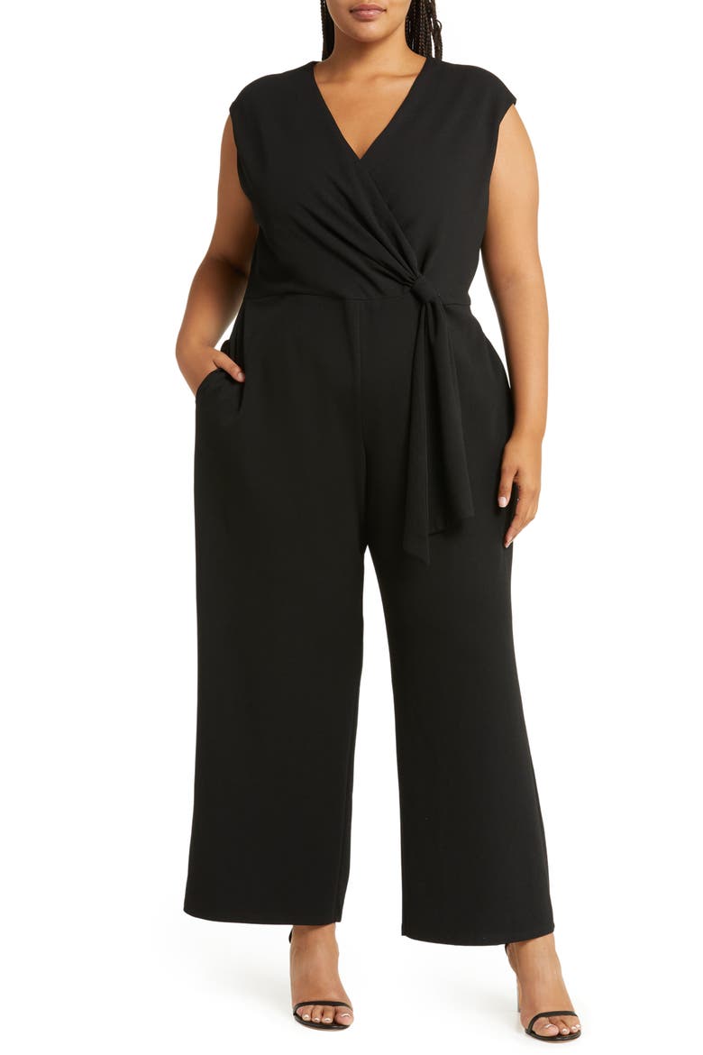 Sleeveless Stretch Jersey Jumpsuit, Main, color, BLACK