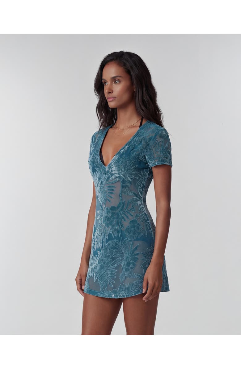 Lords of Harlech Country Floral Womens V-neck Mini Dress, Alternate, color, Country Floral Teal