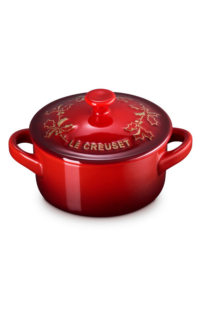 Le Creuset Holly Collection Mini Round Cocotte, Alternate, color, Cerise