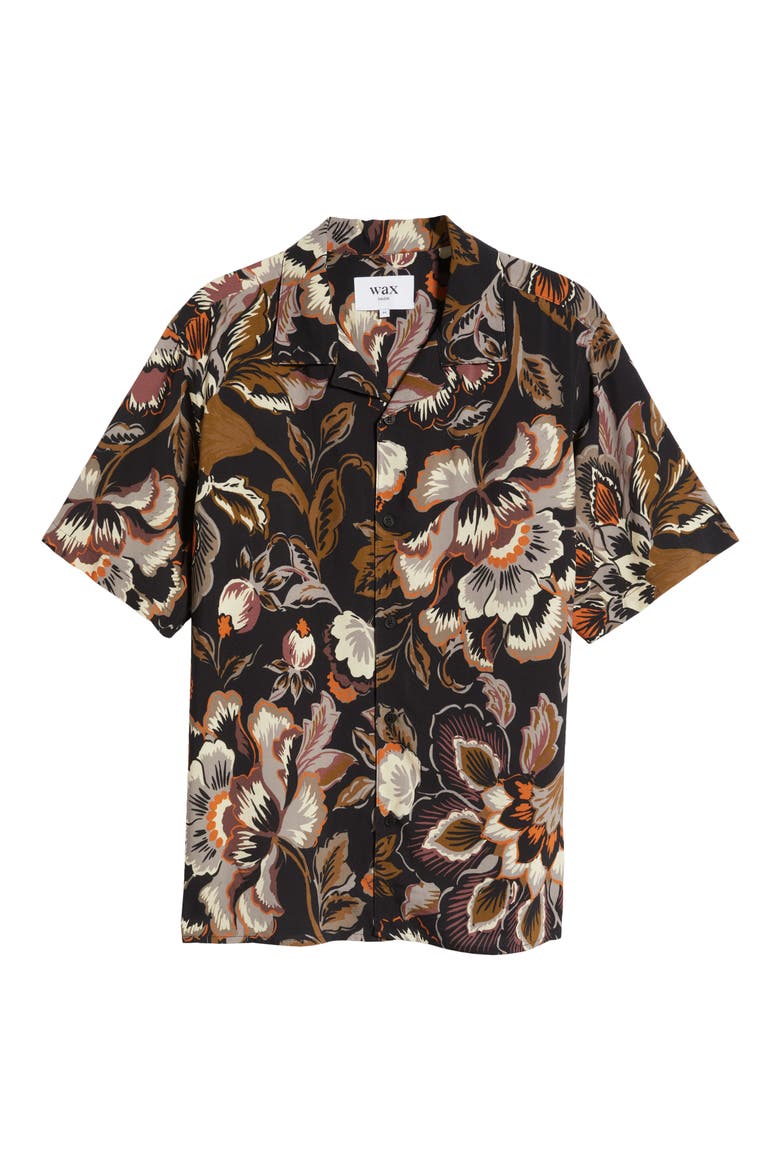 Didcot Floral Camp Shirt, Alternate, color, BLACK / MULTI