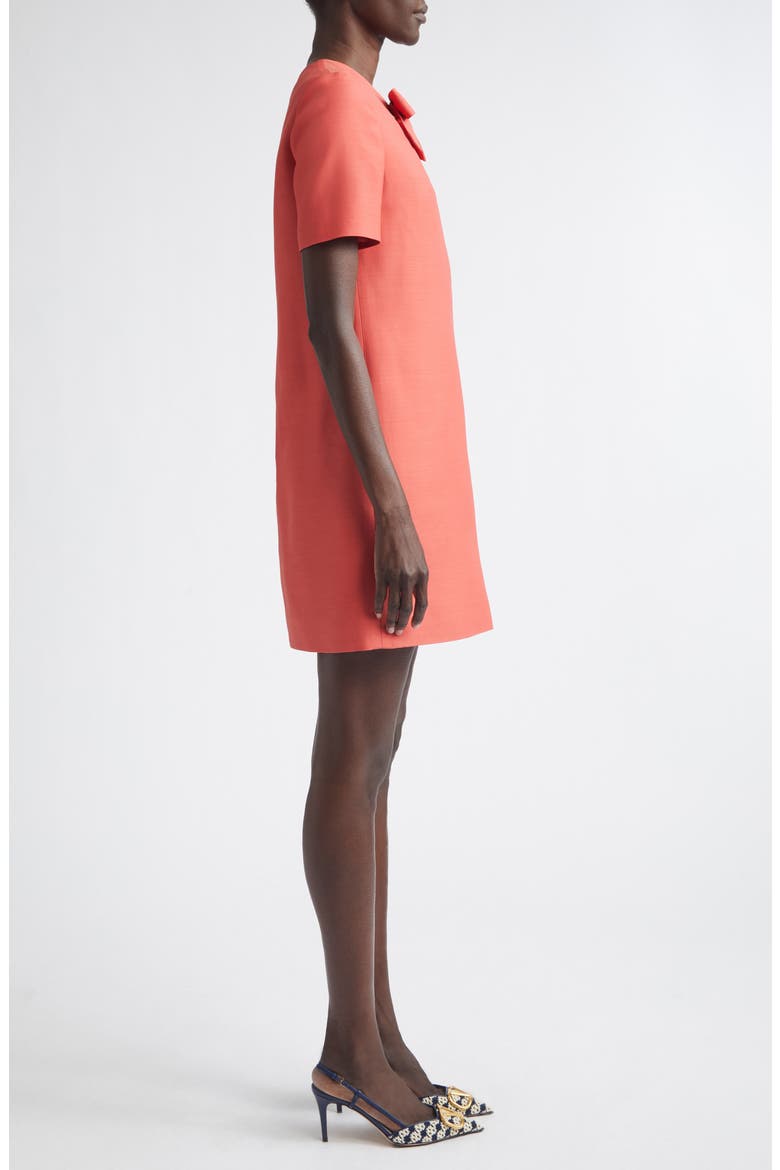 Crepe Couture Bow Wool & Silk Shift Dress, Alternate, color, RED