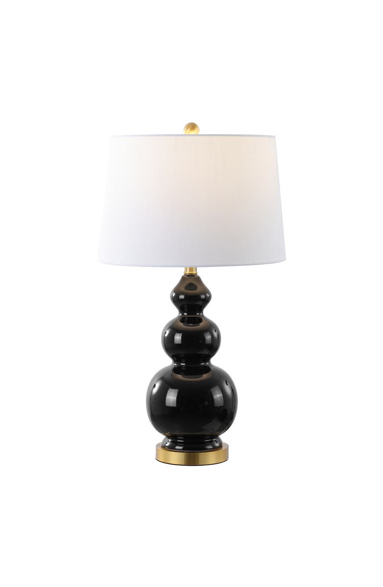 JONATHAN Y Bowen 27.5" Contemporary Transitional Ceramic Gourd LED Table Lamp, Alternate, color, Black