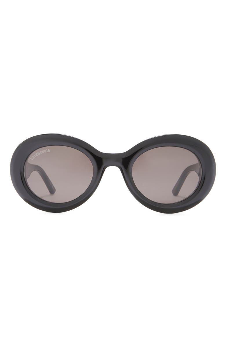 Balenciaga 50mm Round Sunglasses, Main, color, Black Black Grey