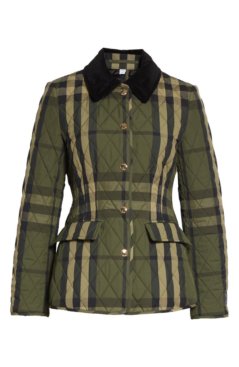 Burberry Lydd Check Fitted Quilted Flannel Barn Jacket, Alternate, color, 