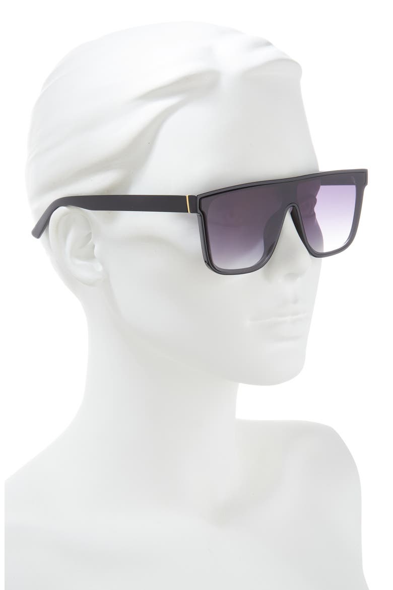 56mm Square Shield Sunglasses, Alternate, color, BLACK
