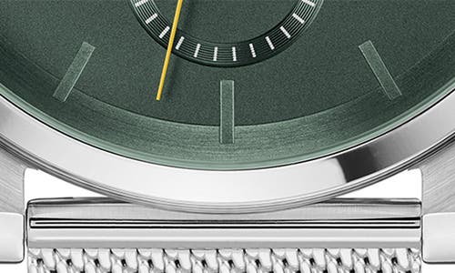 Lacoste Men's Replay Silver Tone Stainless Steel Mesh Bracelet Watch, 44mm In Green