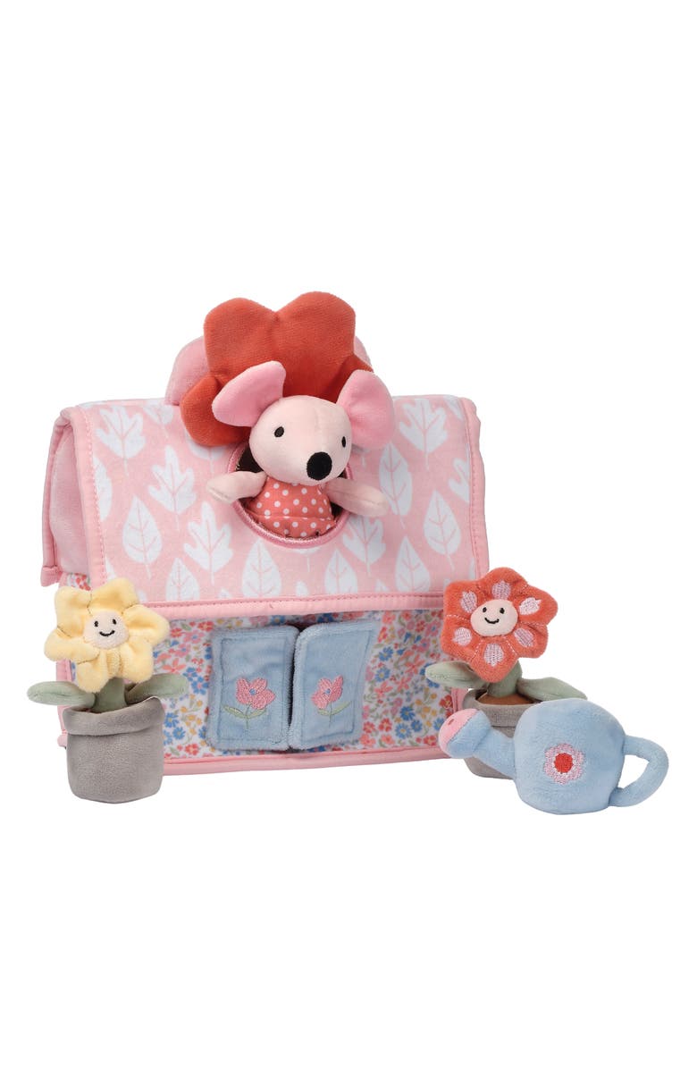Lambs & Ivy Floral Cottage 5pc Interactive Flowers & Mouse Plush Play Set Toy, Alternate, color, Pink Multi