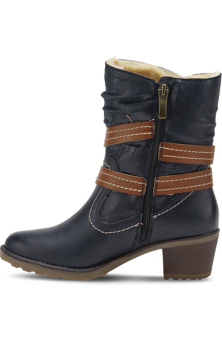 Spring Step Boisa Faux Fur Bootie, Alternate, color, Navy Synthetic