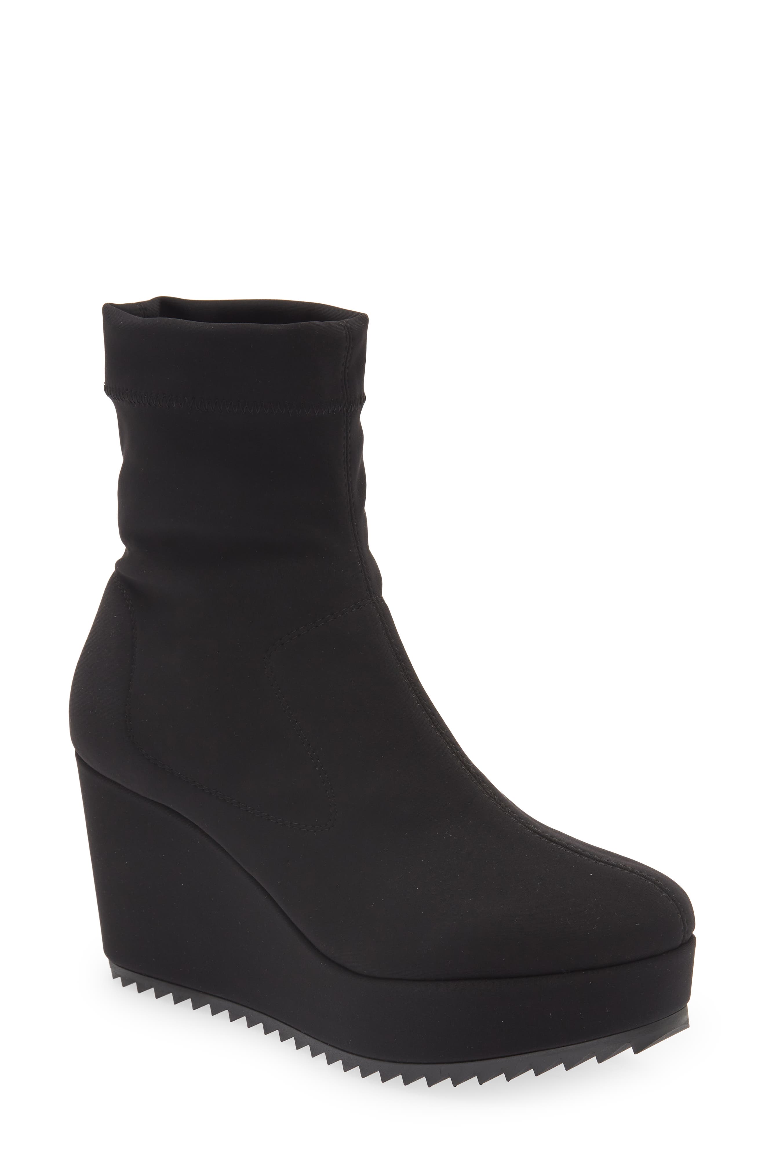 Pedro Garcia Urbana Wedge Bootie, Main, color, Black 2-Way Stretch