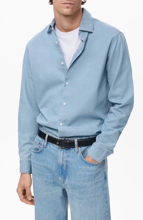 Cotton Chambray Button-Up Shirt
