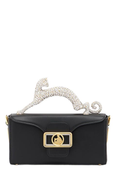 Nano Pencil Cat Leather And Rhinestone Bag