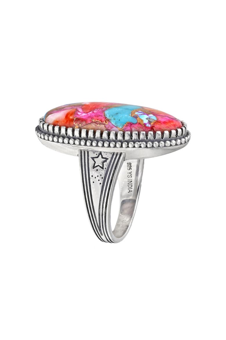 Oval Cut Pink Turquoise Ring, Alternate, color, PINK