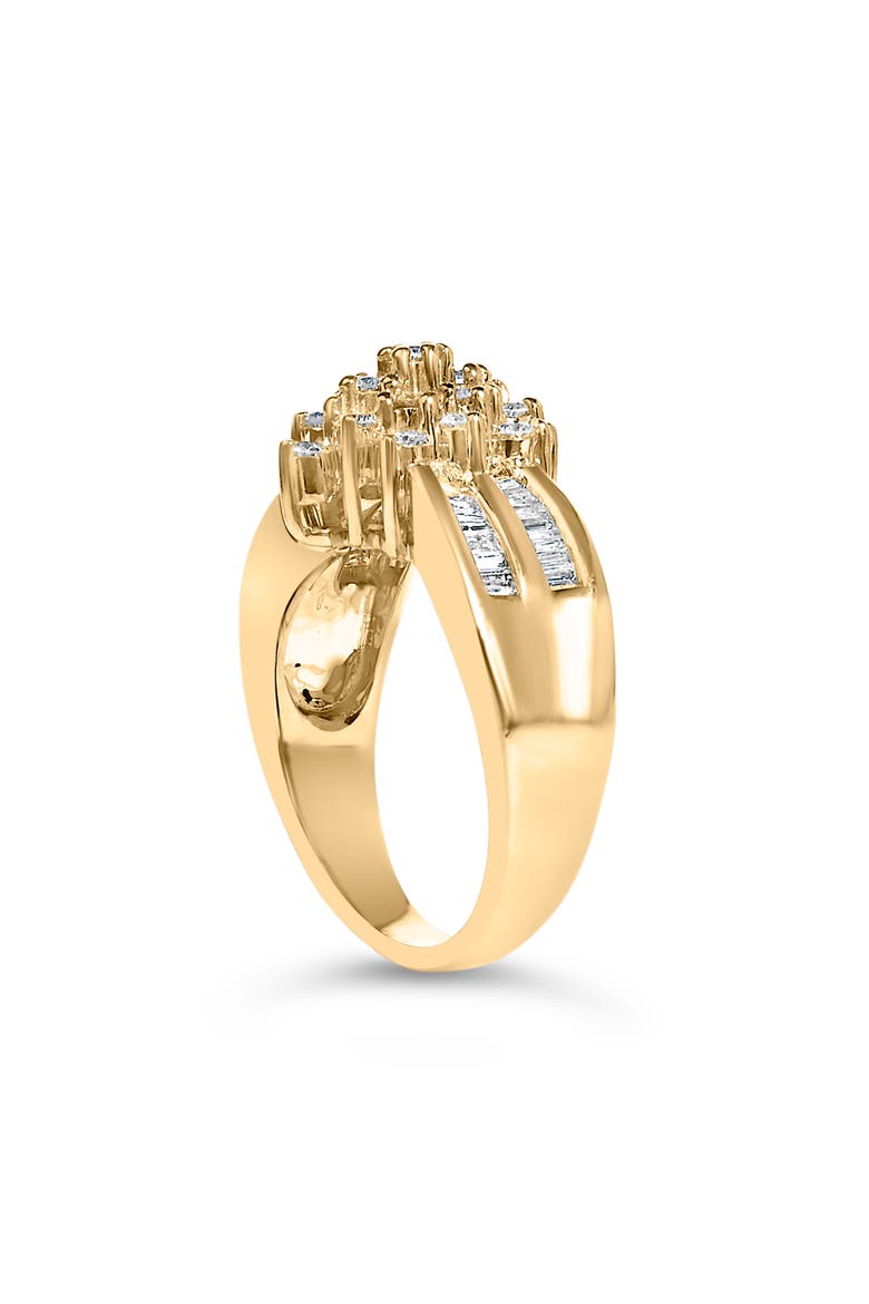10K Gold 1.0 Cttw Diamond Floral Cluster Band Statement Ring, Alternate, color, Yellow Gold