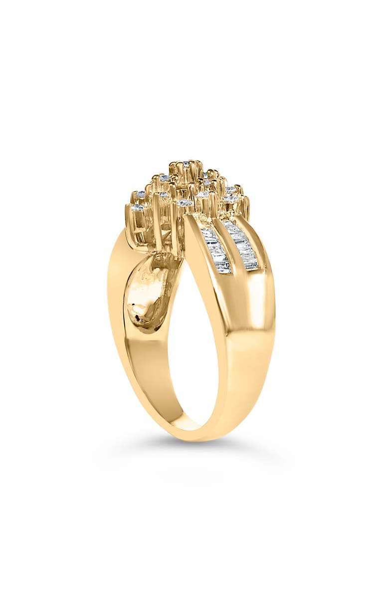 Haus of Brilliance 10K Gold 1.0 Cttw Diamond Floral Cluster Band Statement Ring, Alternate, color, Yellow Gold