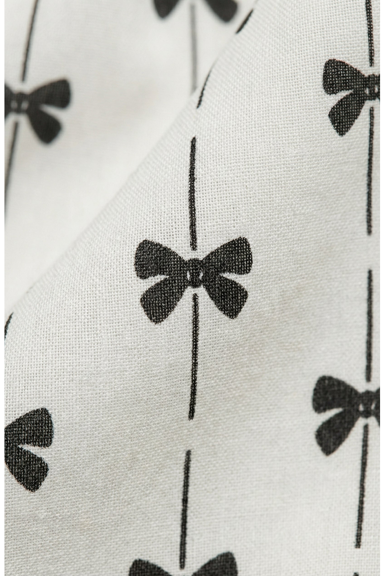 Sleeveless Bow Motif Smocked Mini Dress, Alternate, color, White / Black