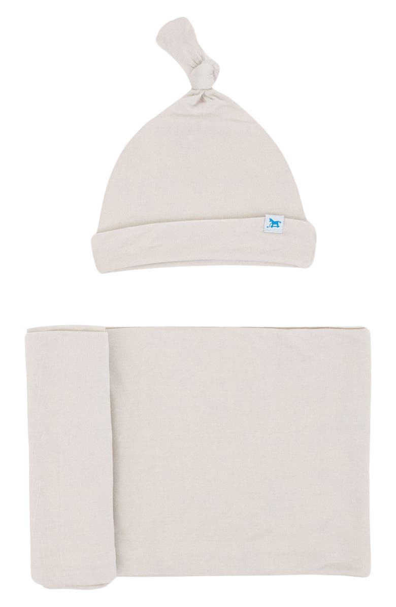 little unicorn Stretch Knit Hat & Swaddle Set, Main, color, 