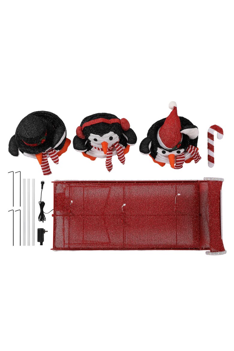 36 in. Animated Outdoor Sledding Buddies - Penguins, Alternate, color, Multicolor