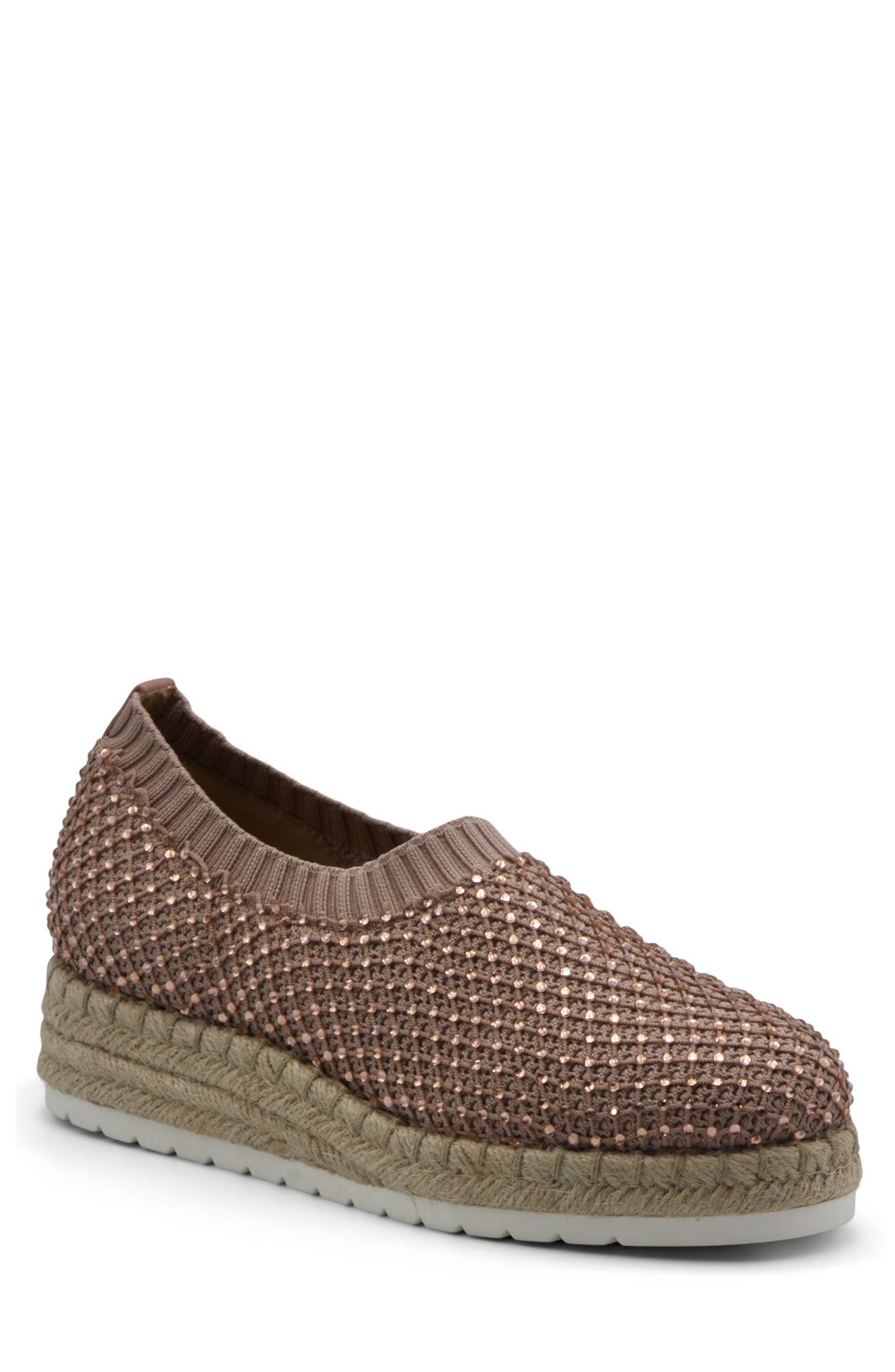 Nicola Embellished Espadrille Slip-On Sneaker, Main, color, TAUPE