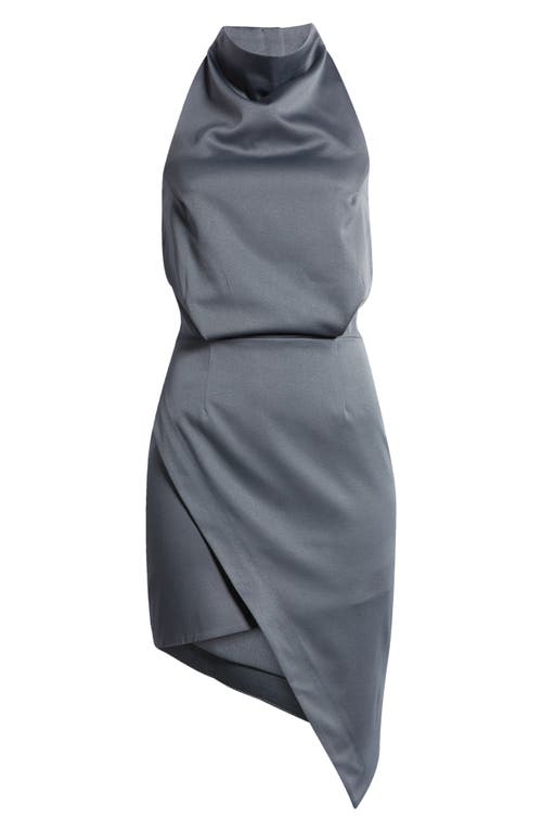 Elliatt Asymmetric Satin Cocktail Dress In Dark Gray In Charcoal