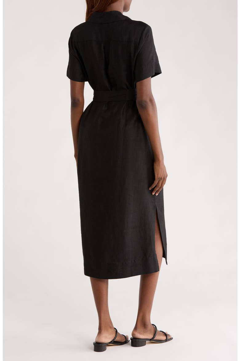 Costalina Linen Midi Dress, Alternate, color, BLACK