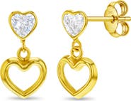 In Season Jewelry 14k Heart to Heart Dangle Earrings