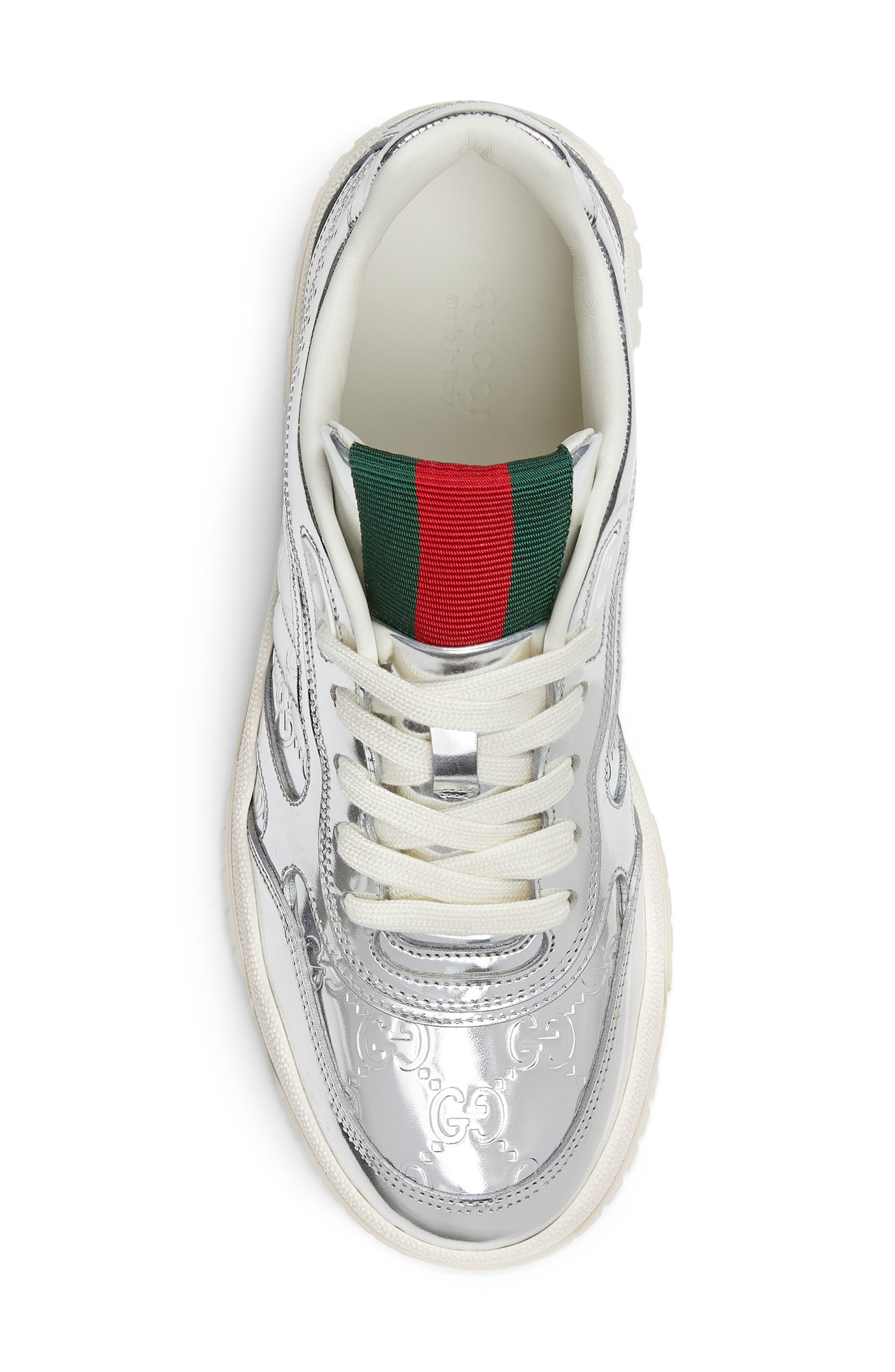 Gucci Re-Web Sneaker, Alternate, color, Silver