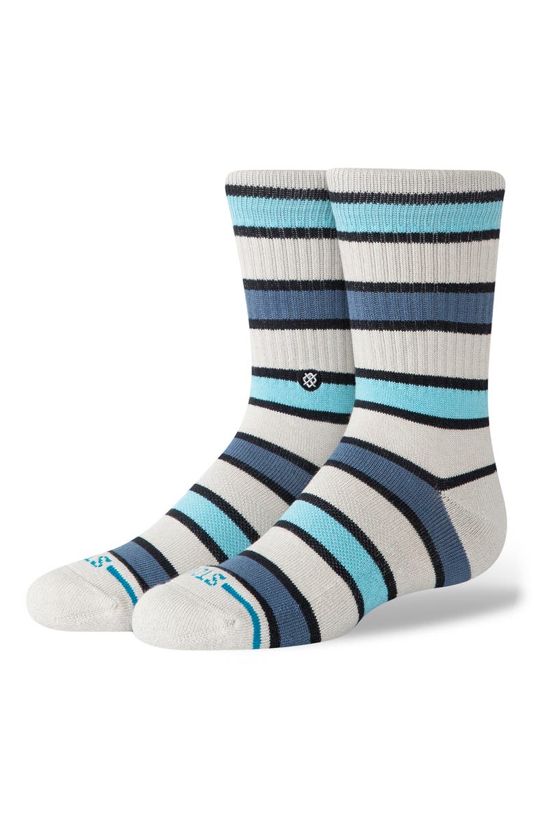 Stance Kids' Devon Stripe Cotton Blend Crew Socks, Main, color, Grey