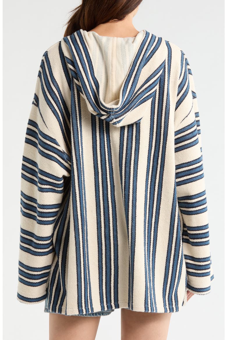 Baja Organic Cotton Beach Hoodie, Alternate, color, KINGFISHER STRIPE