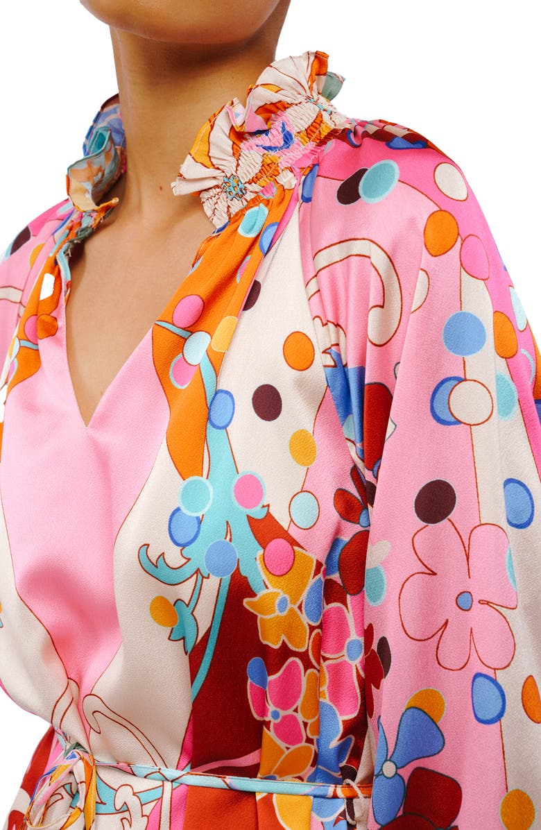 CIEBON Drea Floral Tie Waist Minidress, Alternate, color, Pink Multi