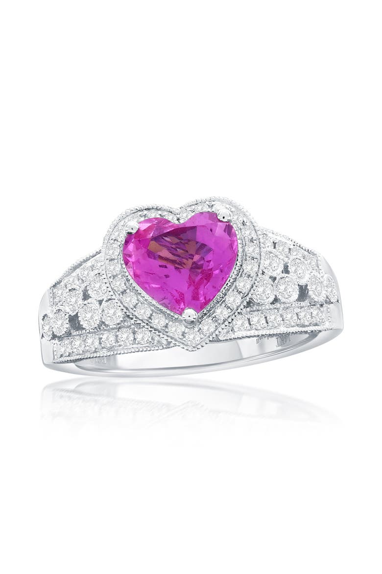 14K White Gold 0.84ct Pink Sapphire & 0.43cttw Diamond Ring, Main, color, Pink