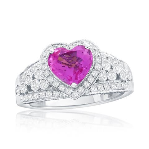 14K White Gold 0.84ct Pink Sapphire & 0.43cttw Diamond Ring