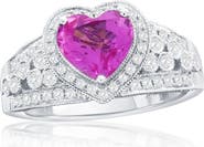 SOUZANA by Suzy Levian 14K White Gold 0.84ct Pink Sapphire & 0.43cttw Diamond Ring