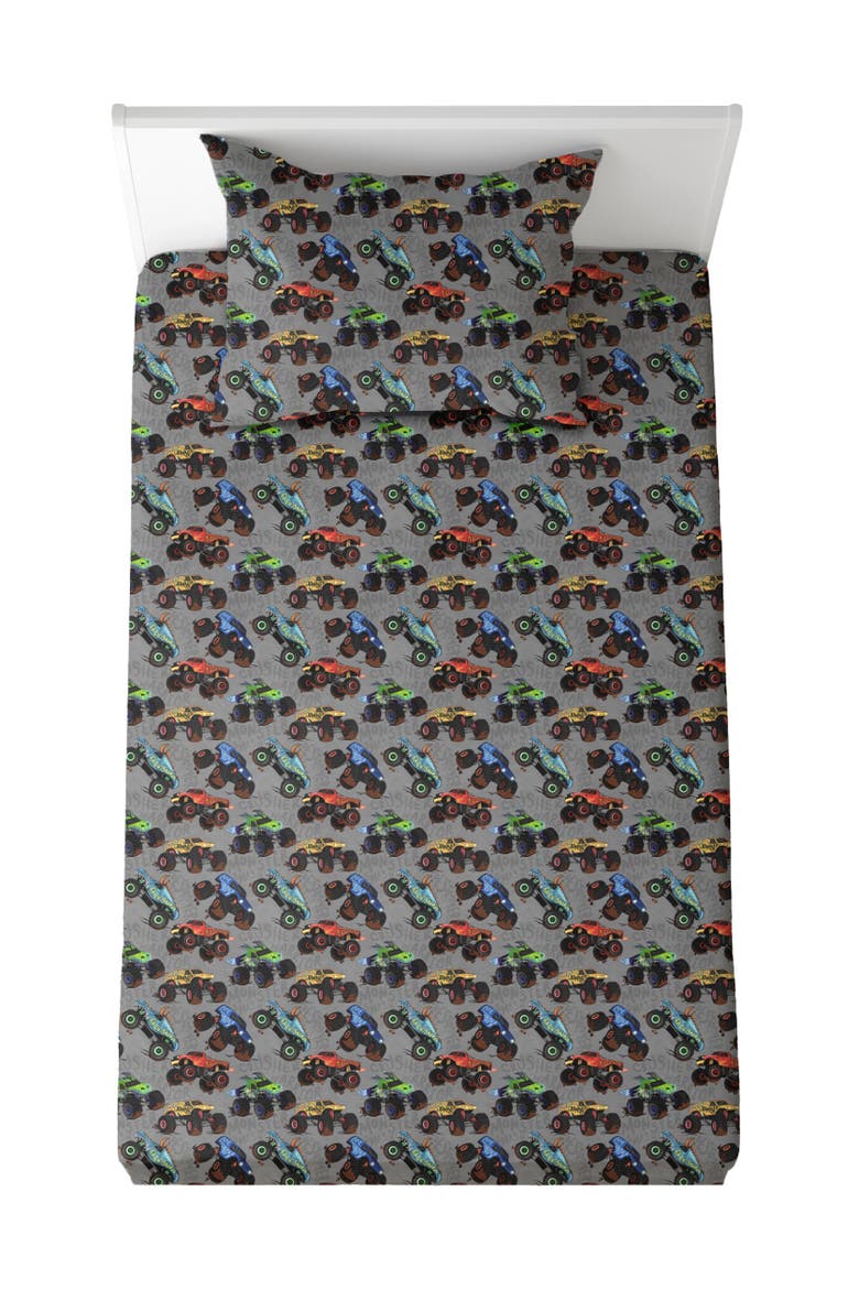Monster Jammies Twin Sheet Set, Main, color, Gray