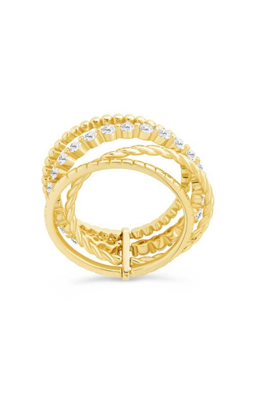 Sterling Forever Cassidy Cubic Zirconia Stack Ring In Gold
