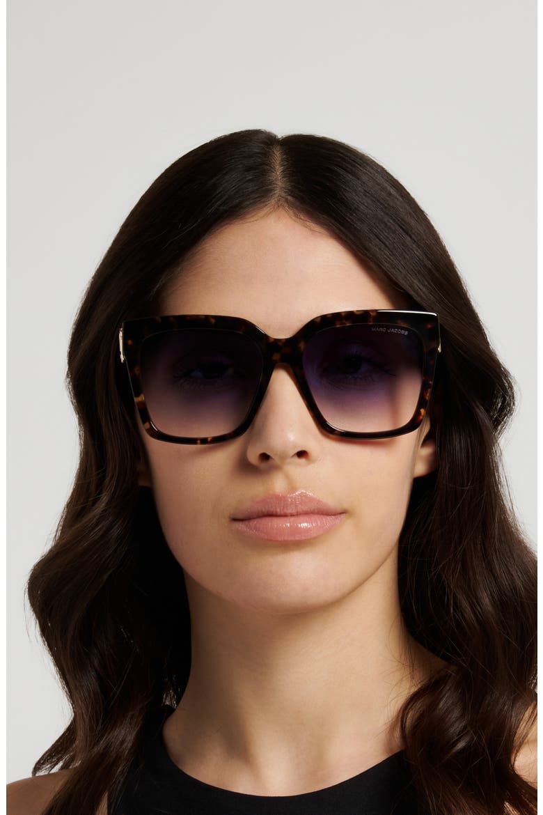 57mm Gradient Square Sunglasses, Alternate, color, HAVANA/ DARK BLUE