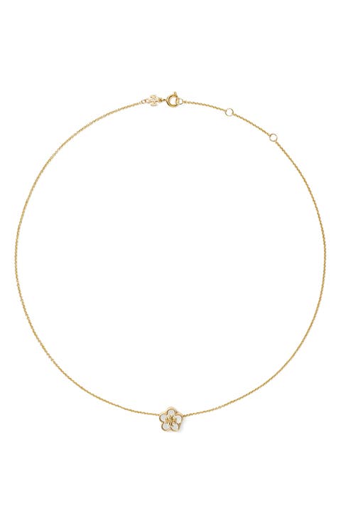 Forget Me Not Mother of Pearl Pendant Necklace