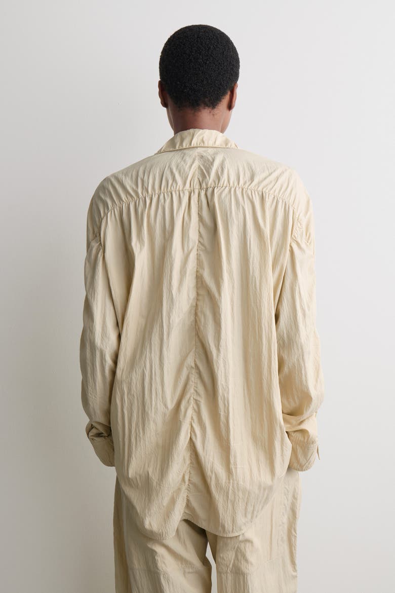 Crinkled-Silk Shirt, Alternate, color, LIGHT BEIGE