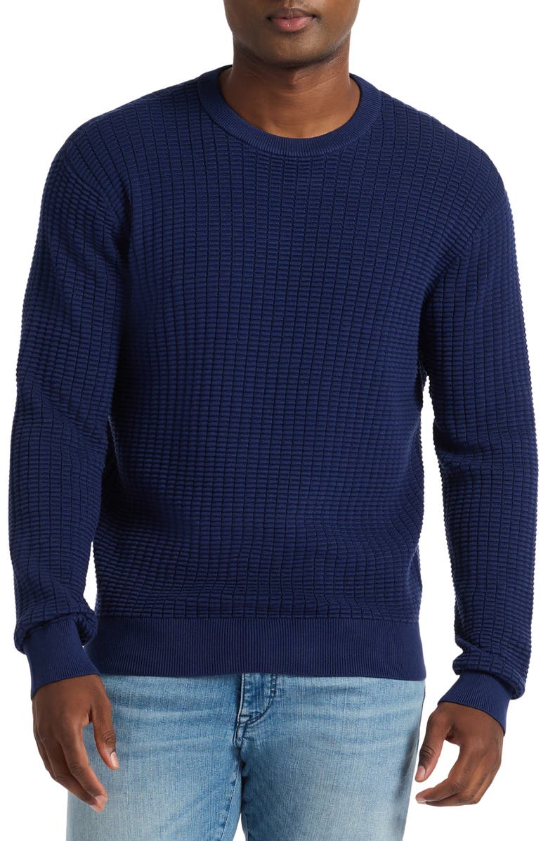 Robert Graham Dobbs Waffle Knit Sweater, Main, color, Navy
