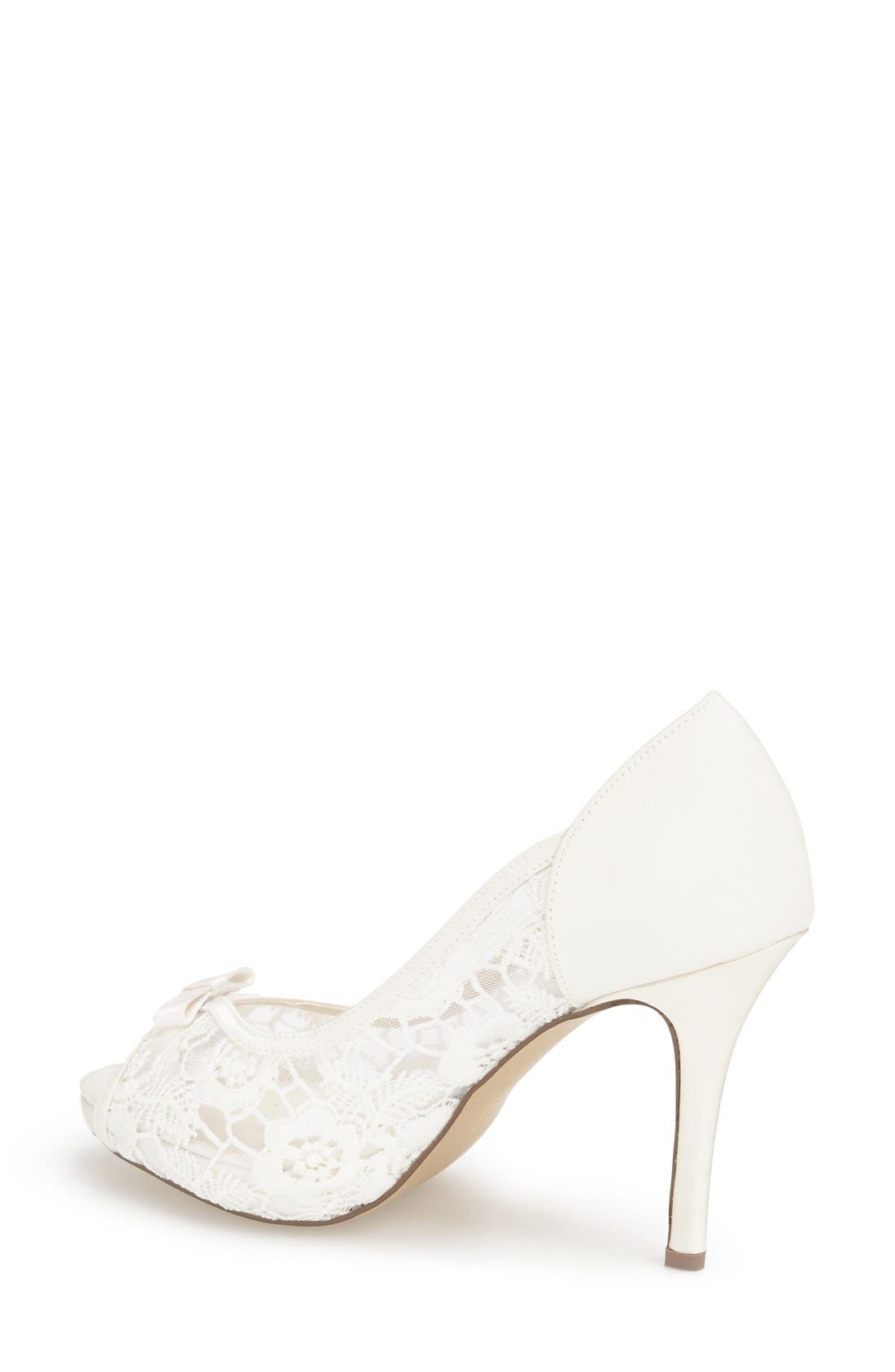 'Zinnia' Lace Peep Toe Pump, Alternate, color, IVORY SATIN/ LACE