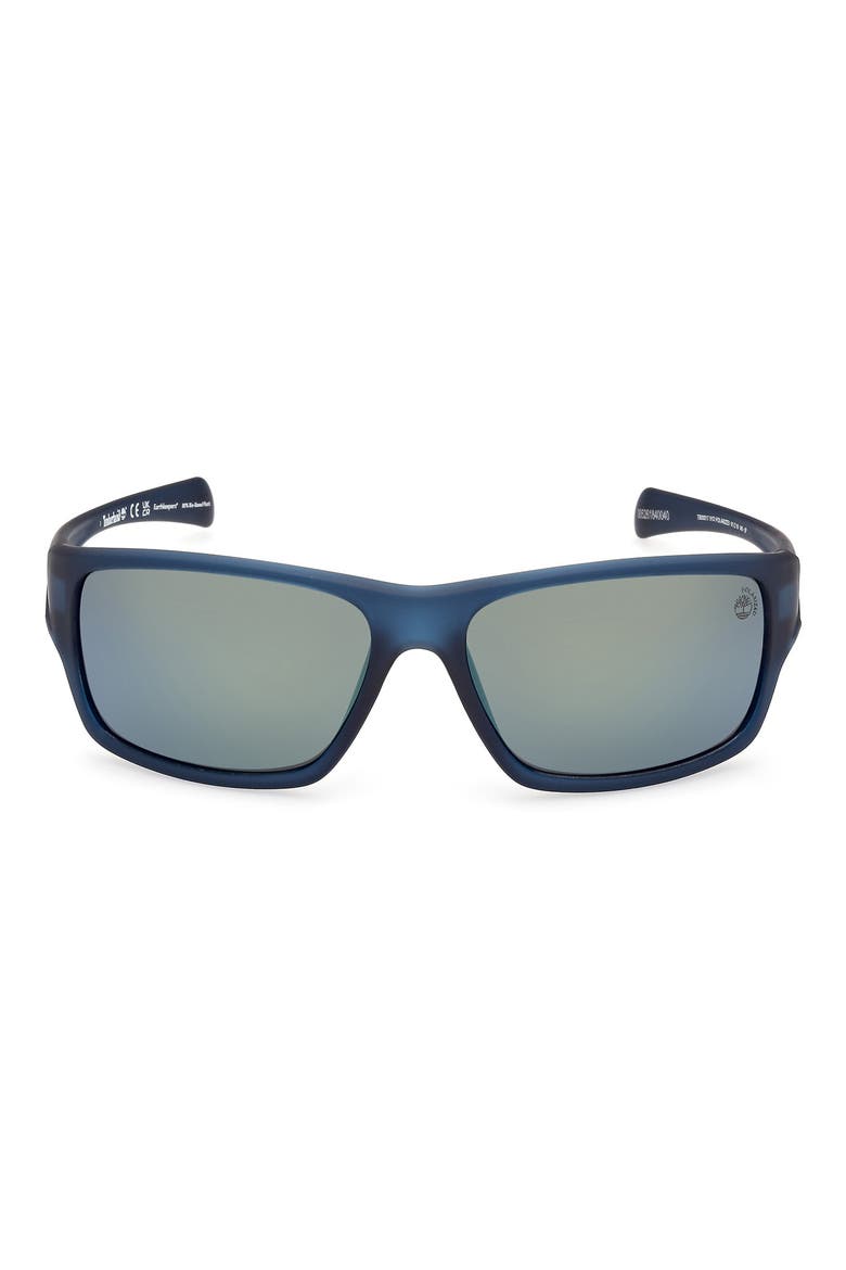 61mm Sunglasses, Main, color, MATTE BLUE / SMOKE POLARIZED