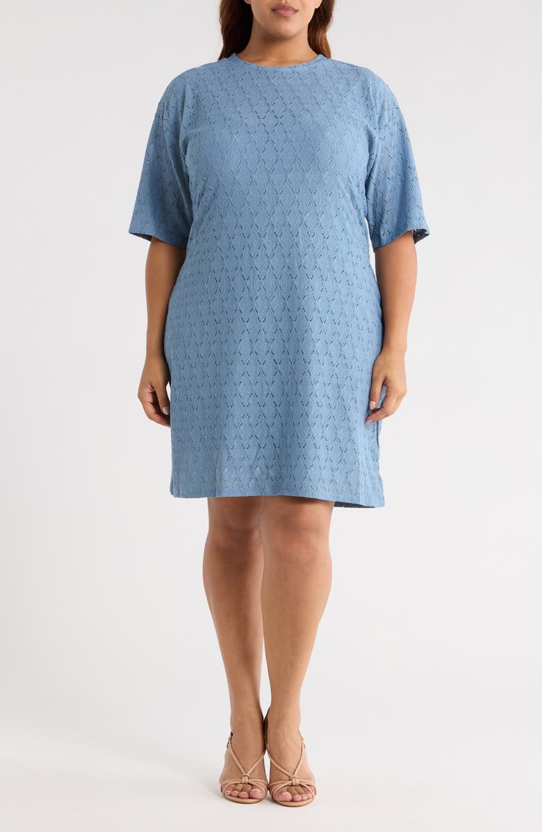 Bobeau Elbow Length Sleeve Dress, Main, color, Denim Blue