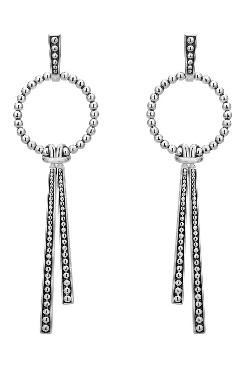Signature Caviar Bead & Circle Drop Earrings, Main, color, SILVER