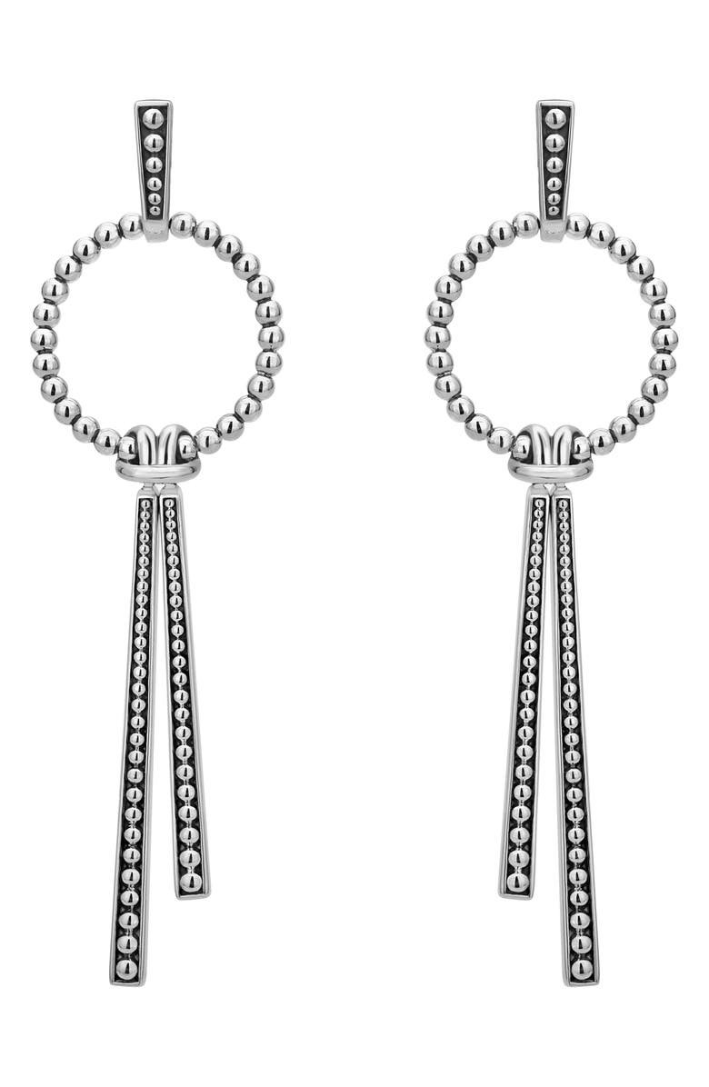 LAGOS Signature Caviar Bead & Circle Drop Earrings, Main, color, Silver