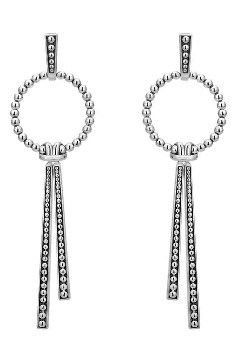 Signature Caviar Bead & Circle Drop Earrings