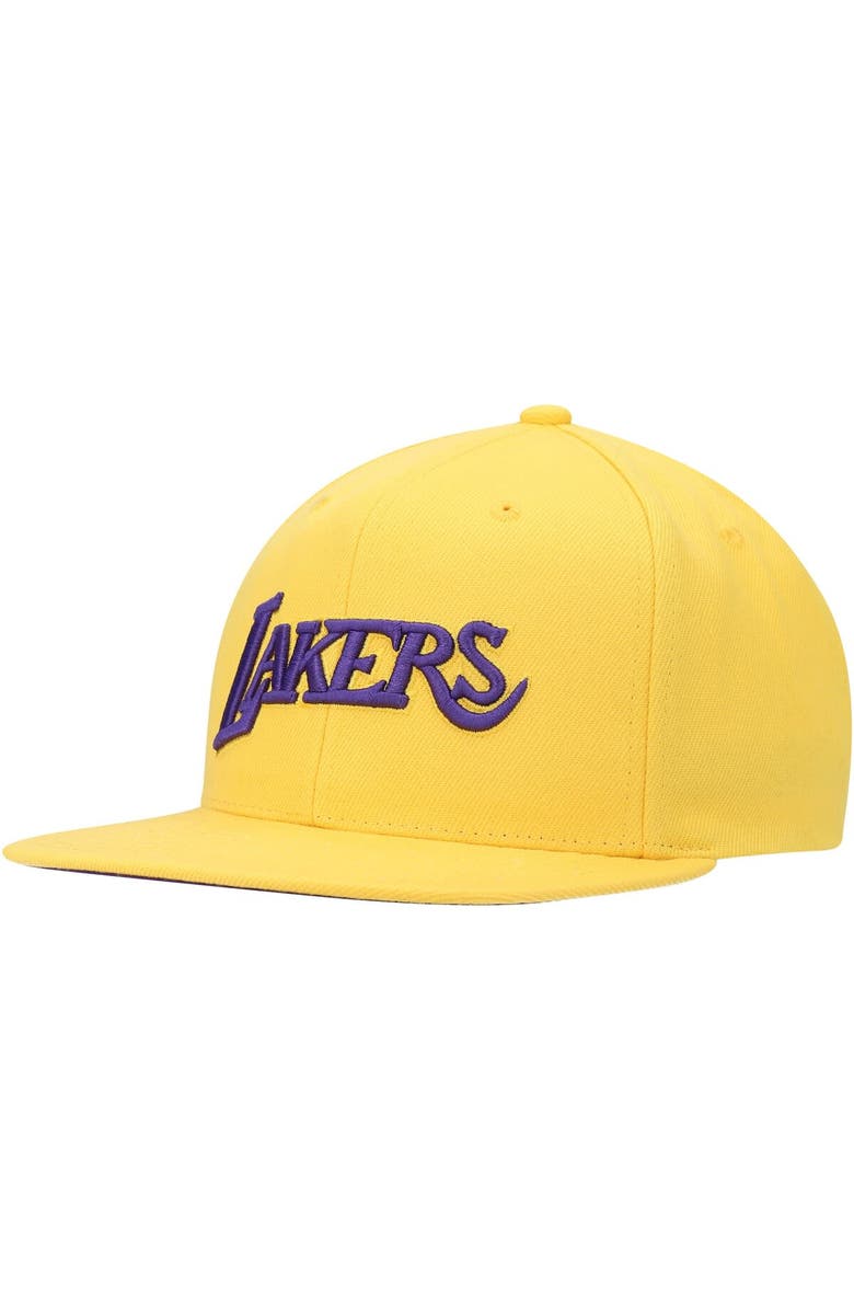 Mitchell & Ness Men's Mitchell & Ness Gold Los Angeles Lakers Hardwood Classics Tonal Snapback Hat, Main, color,