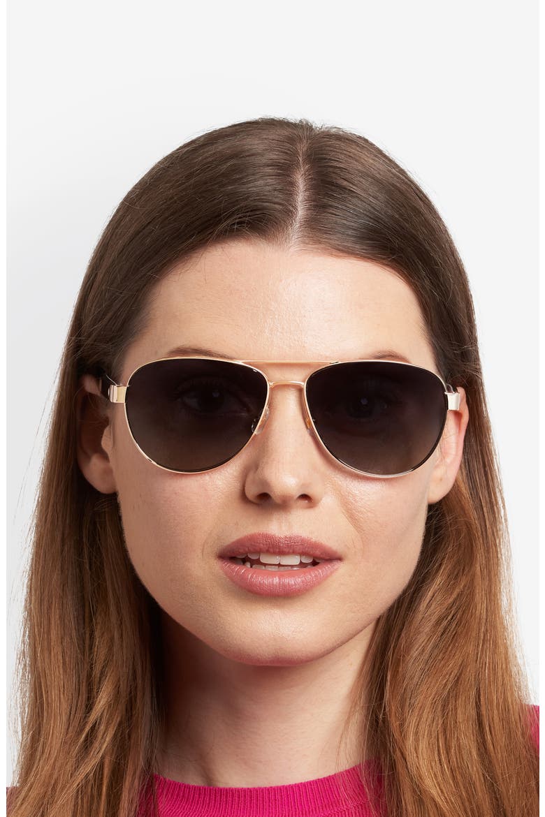 polina 61mm polarized gradient pilot sunglasses, Alternate, color, GOLD BLACK/ GREY SF PZ
